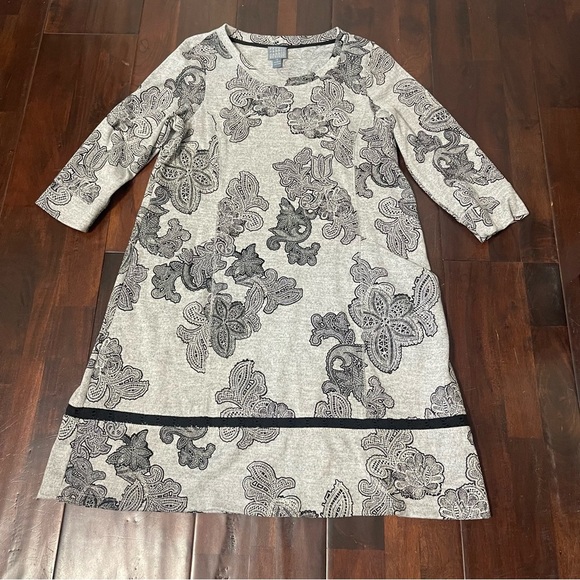 Rabbit Rabbit Rabbit Designs Paisley Print Gray And Black Dress Womens Size 12 - Picture 1 of 7